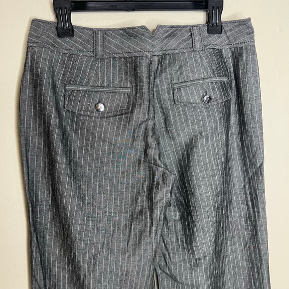 Express Design Studio Dress Pant 8 Linen Blend Gray Pinstripe Work Office Preppy - Picture 4 of 9